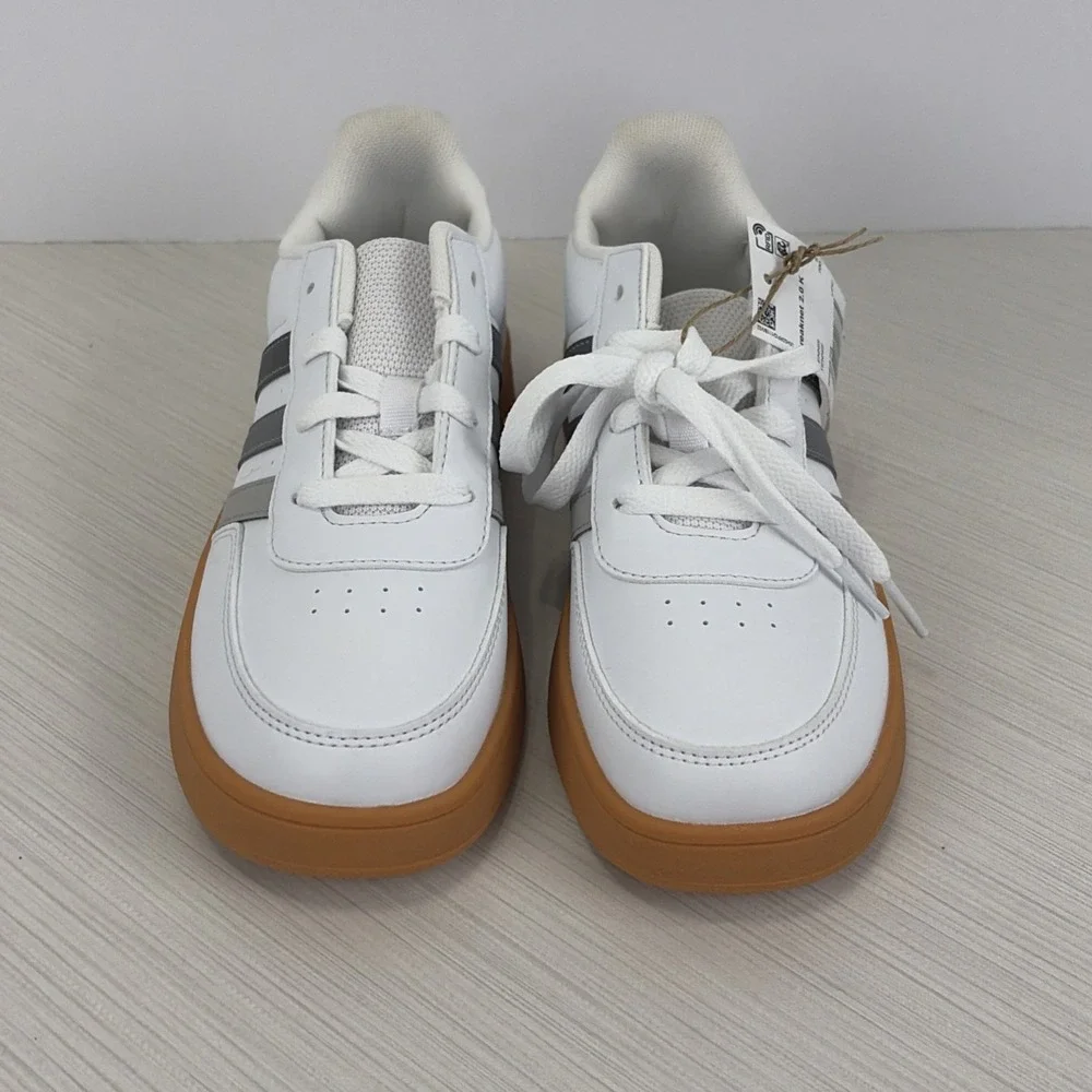 Adidas Breaknet 2.0 K Shoes Sneakers Kids Size 5.5 IH8878 White Gray NEW - Picture 2 of 8